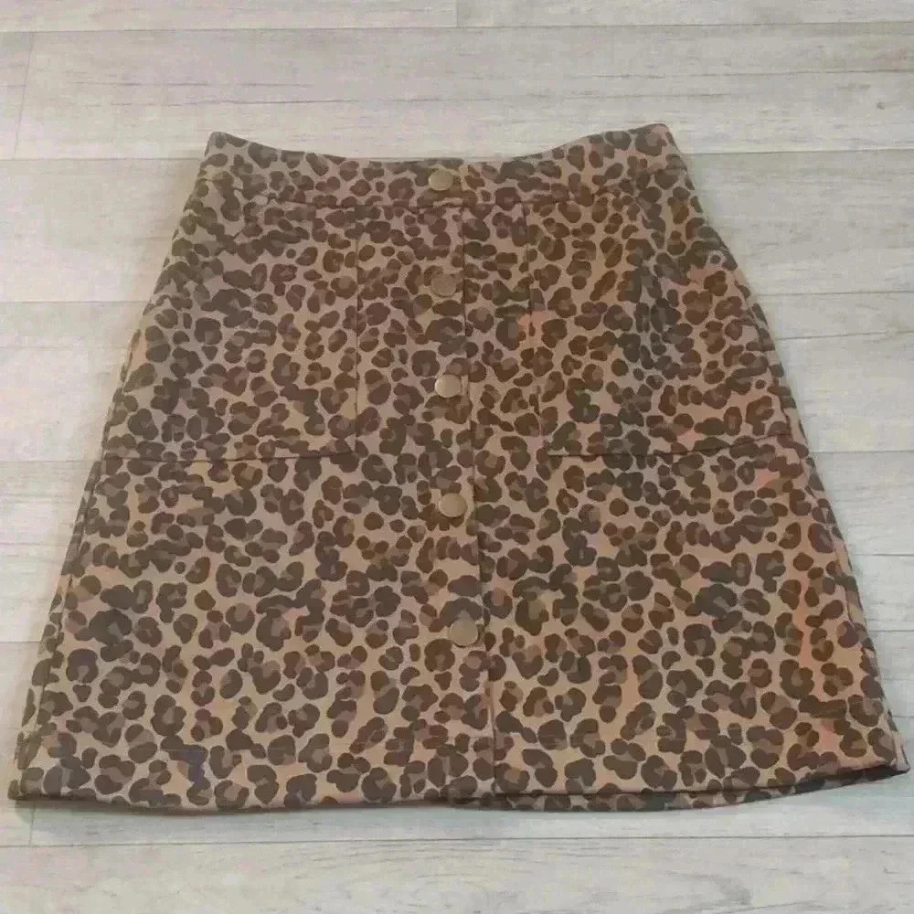 Cato Women Cheetah Print Faux Suede Skirt Size XS